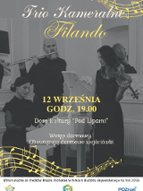 W tle trójka muzyków grająca na instrumentach w pomieszczeniu. Zdjęcie czarno-białe. Z przodu żółte napisy. Szczegółowe informacje w treści w artykułu.