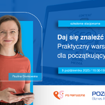 Grafika zapraszająca na szkolenie Daj się znaleźć w Google: praktyczny warsztat SEO dla początkujących.