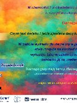 Wielobarwny plakat informujący o wykładzie populatnonaukowym o kolorach.