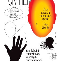 Ilustracja przedstawiająca dłonie, kontury twarzy i abstrakcyjne elementy w czerni i czerwieni.