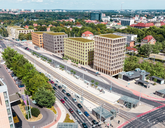 Galeria zdjęć przedstawia wizualizacje proponowanych koncepcji zagospodarowania działek przy ul. Roosevelta.