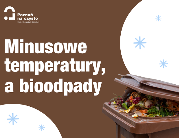 Grafika ilustruje możliwe utrudnienia podczas odbioru bioodpadów ze względu na przymarzanie frakcji do pojemników