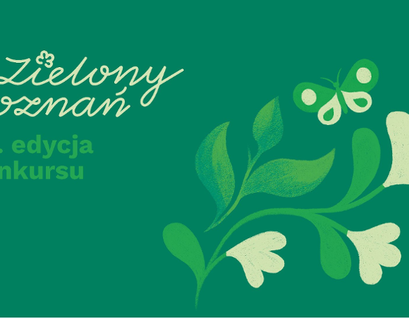 grafika konkursu,na zielony tle kwiat