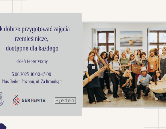 Jak dobrze przygotować zajęcia rzemieślnicze, dostępne dla każdego - dzień teoretyczny Grafika promocyjna szkolenia dla rzemieślników, którzy chcą prowadzić zajęcia rzemieślnicze
