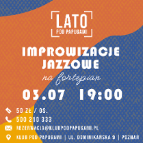 Grafika, kolorowe falujące tło a na niej napisy, które informują o wydarzeniu.