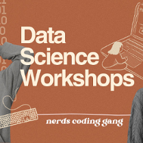 Dwie kobiety, między nimi informacje o warsztatach na pomiarańczowym tle.