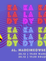 Po lewej osoba w masce kozła, po prawej napisy informujące o wydarzeniu.