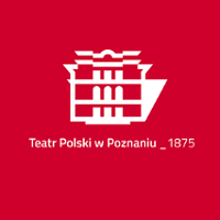 Na bordowym tle logo Teatru Polskiego. Grafika nawiązująca do frontu teatru, a poniżej napis "Teatr Polski w Poznaniu 1875".