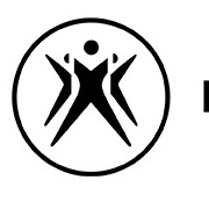 Na białym tle czarny okrąg, wewnątrz rysunek czarnych tańczących postaci, obok czarny napis Polski Teatr Tańca.