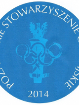 Logotyp Poznańskiego Stowarzyszenia Olimpijskiego - w środku znicz olimpijski z orłem i gwiazdami olimpijskimi, wszystko na niebieskim tle. Dookoła znajduje się biały napis Poznańskie Stowarzyszenie Olimpijskie i data 2014