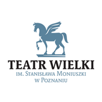 Na białym tle rysunek skrzydlatego konia i napis "Teatr Wielki imienia Stanisława Moniuszki w Poznaniu".