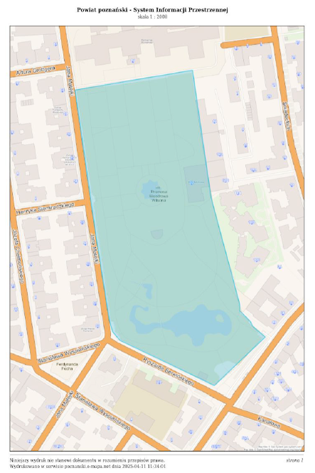 Mapa obszaru zagrożonego Mapa obszaru zagrożonego obejmująca Park Wilsona