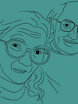 Rysunek ołówkiem kobiety i mężczyzny.