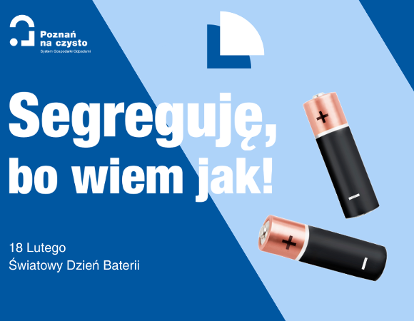 Na grafice po prawej stronie widać trzy baterie. Po lewej jest informacja o Światowym Dniau Baterii