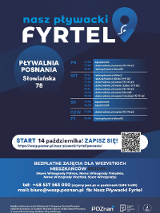 Na plakacie widać harmonogram zajęć oraz QR Code odsyłający do formularza zapisowego na zajęcia. Ponadto widoczne są dane kontaktowe, logo projektu oraz informacja do kogo skierowane są zajęcia.