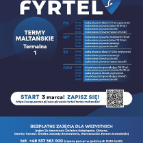 Na plakacie widać harmonogram zajęć oraz QR Code odsyłający do formularza zapisowego na zajęcia. Ponadto widoczne są dane kontaktowe, logo projektu oraz informacja do kogo skierowane są zajęcia.
