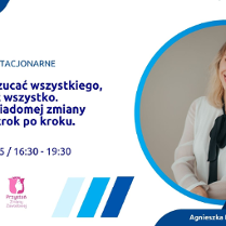 Grafika promująca stacjonarny warsztat: Nie musisz rzucać wszystkiego, żeby zmienić wszystko - strategia świadomej zmiany zawodowej krok po kroku. 17 czerwca 2025 r. | 16:30-19:30, z logotypem Poznań Biznes Partner poniżej.Po lewej stronie znajduje się tytuł wydarzenia oraz szczegóły: 10 czerwca 2025 r. | 16:30-19:30, z logotypem Poznań Biznes Partner poniżej. Po prawej stronie widnieje zdjęcie prowadzącej