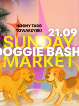 Grafika, dwa psy przeciągają linę, całość utrzymana w pastelowo - różowych barwach.