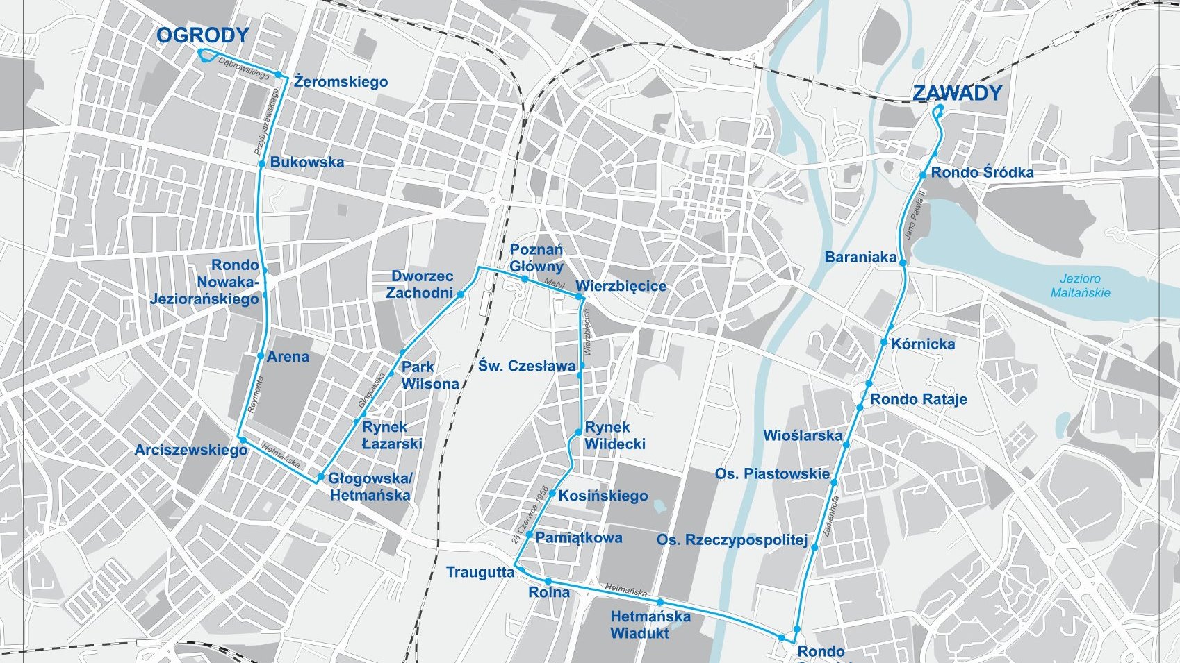 Grafika: schemat zmienionej trasy linii nr 7
