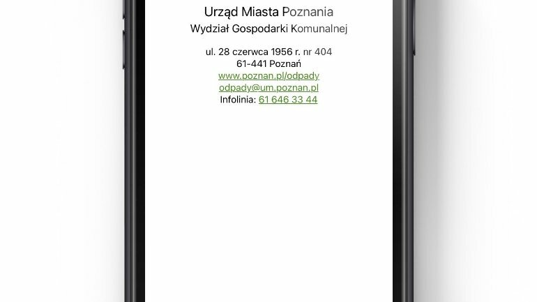 Zrzut ekranu z informacjami kontaktowymi.