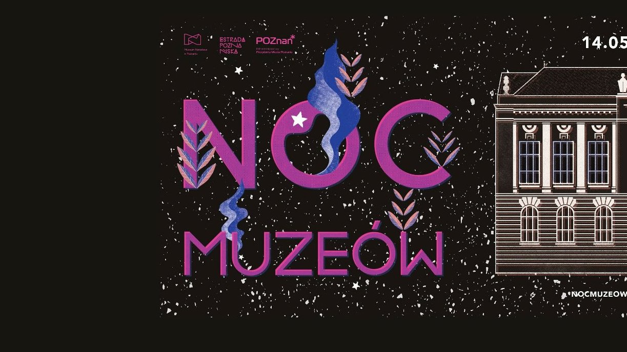 Plakat akcji - na czarnym tle budynek Muzeum - grafika artykułu