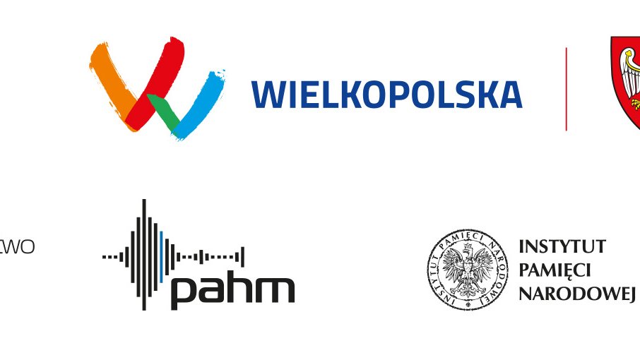 Logotypy partnera projektu - Samorządu Wielkopolskiego oraz Wydawnictwa Miejskiego Posnania, Instytutu Pamięci Narodowej i wykonawcy projektu - Poznańskiego Archiwum Historii Mówionej