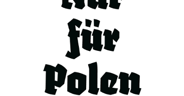 Na grafice napis "Nur fur Polen" i inne informacje dotyczące wernisażu. Wszystko w biało-czarnych kolorach.