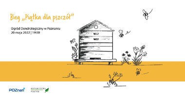 Grafika przedstawia rysunek ula i pszczół oraz informacje o wydarzeniu.