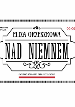 Ozdobna grafika z tytułem "Nad Niemnem" i datą Narodowego Czytania 9.09.
