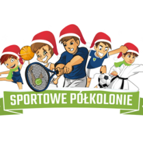 Sportowe sylwetki dzieci w mikołajowych czapeczkach w wersji rysunkowej