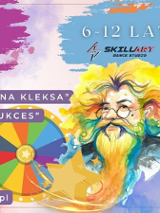 Pan Kleks z długimi włosami, brodą i w okularach."6-12 lat".