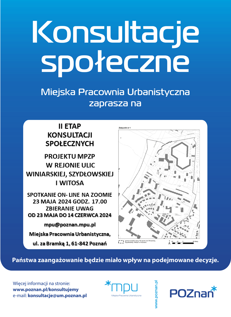Plakat mpzp W rejonie ulic Winiarskiej, Szydłowskiej i Witosa