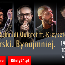 Kolorowe portrety pięciu muzyków. Poniżej napisy informujące o wydarzeniu zawarte w treści artykułu.