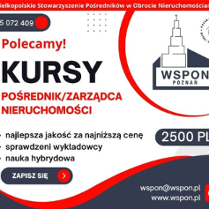 Czarne, białe i czerwone napisy. Tytuł kursu oraz zalety firmy: najlepsza jakość za najniższą cenę, sprawdzeni wykładowcy i nauka hybrydowa. Logo organizatora, numer kontaktowy. Przycisk zapisz się.