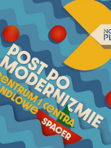 W tle wzór w niebieskie fale. Na forncie dwa duże żółte kształty przypominające Pac-Mana oraz czerwone kulki. W prawym górnym rogu znajduje się logo "Nowy Plan". Teksty na grafice są ułożone po skosie. Są białe i żółte. Na końcu tytułu rysunek czerwonej łódki z zielonym żaglem.