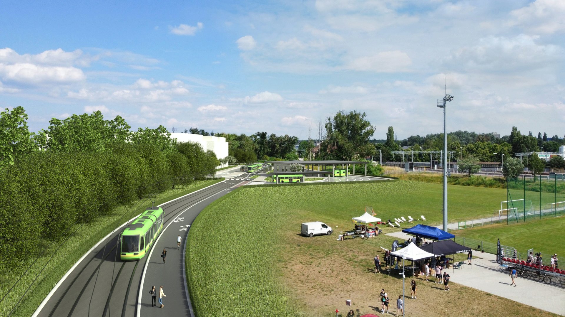 Poglądowa wizualizacja trasy tramwajowej do stacji Poznań Wschód nr 4
