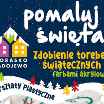 Infomacje o wydarzeniu, utrzymane w konwencji świątecznej.