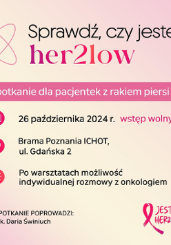 Plakat w różowej kolorystyce, napisy informujące o wydarzeniu
