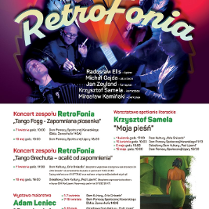 Plakat, który reklamuje VII Poznańskie Dni Sztuki i Zdrowia, na zdjęciu artyści podczas występu, pod spodem napisy, które informują o wydarzeniu.