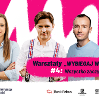 trzy osoby na różowym tle