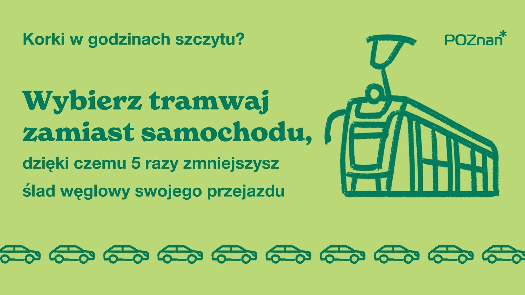 Korki-tramwaj-samochód - porównanie. Źródło: Urząd Miasta Poznania.