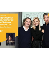 Po lewej podstawowe informacje o spotkaniu. Po prawej zdjęcie stojących obok siebie: Janusza Stokłosy, Nataszy Urbańskiej i Janusza Józefowicza.