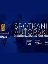 Napisy informujące o wydarzeniu na granatowym tle