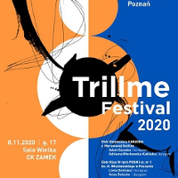 Pomarańczowo-niebieski plakat festiwalu z informacjami o wydarzeniu.