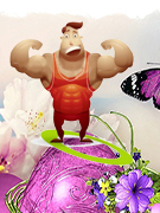 plakat z zapaśnikiem